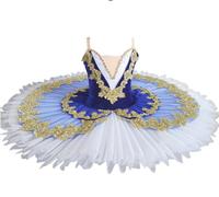 Gonna da Balletto per Bambina, tutù, Gonna da Spettacolo del Lago dei Cigni Body da Ginnastica, tutù da Competizione Vestito,Blu,170