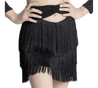 Gonna Da Ballo Jazz For Balletto Latino Con Frange A Strati For Ragazze For Bambini, Gonna Da Ballo Mini Skorts, Gonna Da Ballo In Costume Da Ballo For Sala Da Ballo Chacha Salsa Tango (Color : Black