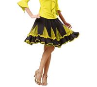 Gonna da ballo latino arricciata per spettacoli di danza, colore rosso/rosa/verde, da donna, per sala da ballo, tango, cha, salsa, samba, rumba, Giallo, M