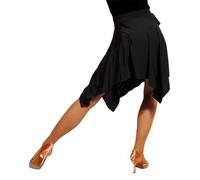 Gonna da ballo latino per adulti, con lacci, sciarpa, grembiule irregolare, sciarpa triangolare, standard nazionale, nero, M