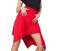 Gonna da ballo latino, sciarpa avvolgente, irregolare, altalena, tango, cha, cha, pratica, Rosso, M