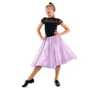 Gonna da bambina anni '50 in raso Rock N Roll, Lilla, 10-12 anni (24W)