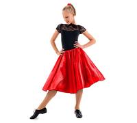 Gonna da bambina anni '50 in raso Rock N Roll, Rosso, 4-5 Anni