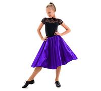 Gonna da bambina anni '50 in raso Rock N Roll, Viola, 6-9 anni (22" cintola)