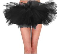 Gonna da bambina nera in tulle, 6 strati, tutu, mini gonna da ballo, da donna, classica principessa, soffici gonne da balletto con camicetta, Nero , S