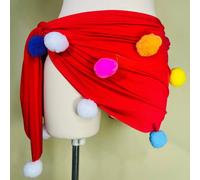 Gonna Da Danza Belly Dance Con Pompom Costumi Da Danza Sciarpa Fianchi Cintura