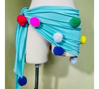 Gonna Da Danza Belly Dance Con Pompom Costumi Da Danza Sciarpa Fianchi Cintura