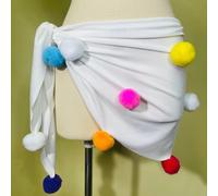 Gonna Da Danza Belly Dance Con Pompom Costumi Da Danza Sciarpa Fianchi Cintura