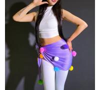 Gonna Da Danza Belly Dance Con Pompom Costumi Da Danza Sciarpa Fianchi Cintura