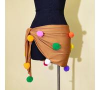 Gonna Da Danza Belly Dance Con Pompom Costumi Da Danza Sciarpa Fianchi Cintura