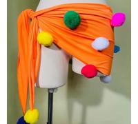 Gonna Da Danza Belly Dance Con Pompom Costumi Da Danza Sciarpa Fianchi Cintura