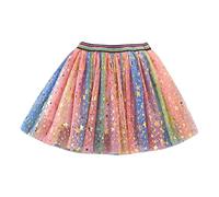 Gonna da danza classica per bambine, per feste in costume, gonna da danza con stelle arcobaleno, Blu, 7-8 Anni