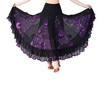 Gonna da danza da donna, con flamenco, gonna lunga, maxi gonna a pieghe, tango latino, valzer, danza del ventre, ballo, gonna a dondolo, viola., M