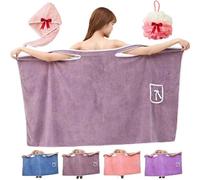 Gonna Da Doccia Indossabile Da Donna Taglie Forti,Assorbente, Ad Asciugatura Rapida,Chiusura Regolabile Con 2 Bottoni,Morbida E Confortevole (Fucsia, convenzione)