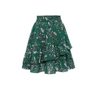 Gonna da Donna A più Livelli con Elastico Punto Smock in Vita A metà Coscia Lunghezza A metà Coscia, Perfetta per Abbinamenti Casual,Tessuto Leggero E Morbido Gonne Midi