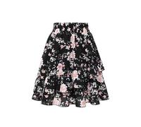 Gonna da Donna A più Livelli con Elastico Punto Smock in Vita A metà Coscia Lunghezza A metà Coscia, Perfetta per Abbinamenti Casual,Tessuto Leggero E Morbido Gonne Midi