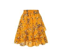 Gonna da Donna A più Livelli con Elastico Punto Smock in Vita A metà Coscia Lunghezza A metà Coscia, Perfetta per Abbinamenti Casual,Tessuto Leggero E Morbido Gonne Midi