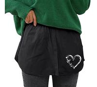 Gonna da donna con estensione della camicia, camicetta elegante, sottogonna, sottogonna finte, maglietta allungabile, per autunno e inverno, accessorio per maglioni, felpe giacche, Nero , L