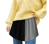 Gonna da donna con estensione della camicia, camicetta elegante, sottogonna, sottogonna, finto basso, prolungamento, mini skirt, per autunno e inverno, accessorio per maglioni, felpe giacche, Nero , L