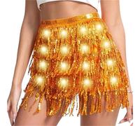 Gonna da donna con frange a stella illuminata a LED per rave con paillettes e nappe per festival spettacoli e danza accessorio costume