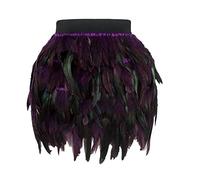 Gonna da donna con piuma di Babbo Natale, linea ad A, per cosplay, per feste, in tulle, con elastico in vita, paillettes scintillanti (viola, M)