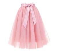 Gonna da donna, con zip frontale, in nylon, per abiti da sera; con dettagli di design tra cui gonna a strati cintura orlo fluido linea partito separato fondo definito vita a orlo, rosa, S
