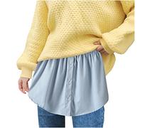 Gonna da donna Estensione per camicia, camicetta elegante, sottogonna, sottogonna, a strati, allungamento della camicia, per autunno e inverno, accessorio per maglioni, felpe giacche, Azzurro, L