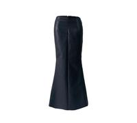 Gonna da donna in pelle PU nera lunghezza pavimento gonna sirena spacco laterale rivetto vita alta una linea gonne per feste, Nero , M