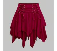 Gonna da donna in stile punk, con decorazione fiocco e occhielli, orlo asimmetrico, adatta per vacanze e matrimoni, con un aspetto innocente e carino L,M,SColore unicoTessuto intrecciato
