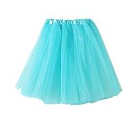 Gonna da donna in tulle, con brillantini, in rete a soffio, in tulle, con linea ad A, in vita elasticizzata, per carnevale, sottogonna leggera, O celeste, Taglia unica