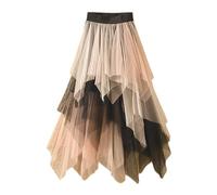 Gonna da donna in tulle con tutù irregolare, gonna a castello, gonna da balletto, per feste e feste, patchwork, color-block, sfumata, abito a pieghe, gonna a righe, gonna midi, gonna in rete