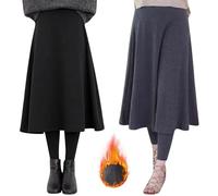 Gonna da donna lunga, invernale, calda, termica, con pantaloni, vintage, linea A-Line maxi, elegante gonna in lana, spessa, calda, pantaloni termici, taglie forti, per attività all'aria aperta, per il