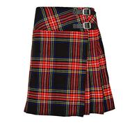 Gonna da Donna, Lunghezza al Ginocchio, Lunghezza 20 cm, Scozzese a Pieghe Kilt - Nero Stewart - Nero Stewart, 12, Nero con Accenti Multicolori, 12