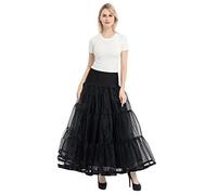 Gonna da donna, lunghezza fino al pavimento, senza ossa, abito da sposa, gonna di sostegno, gonna lunga sottoveste, Nero , L
