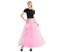 Gonna da donna, lunghezza fino al pavimento, senza ossa, abito da sposa, gonna di sostegno, gonna lunga sottoveste, Colore: rosa., L