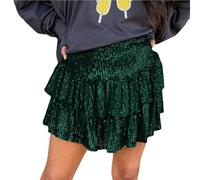 Gonna da donna per Carnevale da donna, casual, con paillettes, doppio strato con elastico in vita, comoda per lo sport, nero, rosa, b,c,d,e,f,arancione,g,h,giallo,i, XS