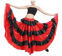 Gonna da Donna per Danza del Ventre Gonna Lunga E Ampia Gonne Lunga da Danza del Spagnola con Grande Altalena Rosso Maxi Gonne Costume Festival per Carneval Spettacoli (A-360 Gradi, One Size)