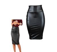 Gonna da Donna PU, Gonna Midi a Matita in Piena Vita in Vita, Gonna da Ufficio in Pelle in Finta Finta, Elastico Abito a Matita con avvolta d'ancata e Elastica, Gonna di Business alla Moda per Lavoro