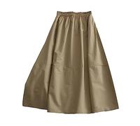 Gonna da donna Swing-A con allacciatura irregolare in un design casual di media lunghezza per una figura snellente, cachi, XL