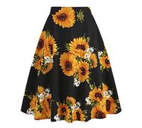 Gonna da Donna Vintage retrò Anni '50, Midi Gonna a Pois/Floreale da Cocktail Estivo a Trapezio Aderente, Classico alla Moda A05 S