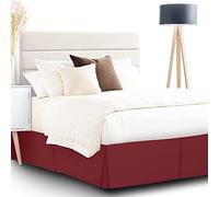 Gonna da Letto a Pieghe, Gonna da Letto a Ribalta da 35 cm, Mantovana Giroletto a Volant in Morbida Microfibra Spazzolata, Gonna da Letto con angoli divisi (Vino Rosso,137x190 cm)