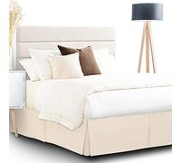 Gonna da Letto a Pieghe, Gonna da Letto a Ribalta da 35 cm, Mantovana Giroletto a Volant in Morbida Microfibra Spazzolata, Gonna da Letto con angoli divisi (Beige,137x190 cm)