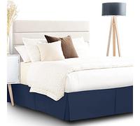Gonna da Letto a Pieghe, Gonna da Letto a Ribalta da 35 cm, Mantovana Giroletto a Volant in Morbida Microfibra Spazzolata, Gonna da Letto con angoli divisi (Navy,152x203 cm)
