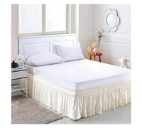 Gonna Da Letto Classica gonna da letto in tinta unita spessa ben realizzata con tessuto resistente alle rughe e allo sbiadimento cintura elastica allargata per Camera da Letto(Cream,King 200x200x38cm)