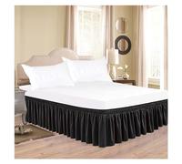 Gonna Da Letto Classica gonna da letto in tinta unita spessa ben realizzata con tessuto resistente alle rughe e allo sbiadimento cintura elastica allargata per Camera da Letto(Black,King 200x200x38cm)