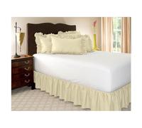 Gonna Da Letto Classica gonna da letto in tinta unita spessa ben realizzata con tessuto resistente alle rughe e allo sbiadimento cintura elastica allargata per Camera da Letto(Beige,King 200x200x38cm)