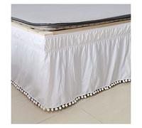Gonna da letto con elastico e volant, Bed Skirt Wrap Around Elastic No Twin Full Queen King Size 40cm Height Multicolor(White,2x pillowcase 50x70)