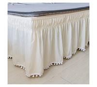 Gonna da letto con elastico e volant, Double Bed Skirt Multicolor Multiple Sizes(Beige,2x pillowcase 50x70)
