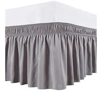 Gonna da letto con volant elastici, gonna for hotel camicia elasticizzata avvolgente senza biancheria letto/set completo/queen/jumbo 38 cm di altezza decorazione for la casa(Gris,150 x 200 x 38cm)