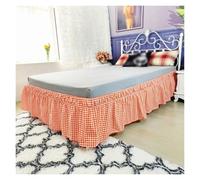 Gonna Da Letto Elastica Regolabile Con Tessuto Antirughe, Vestibilità Comoda For L'arredamento Della Casa, Letti Matrimoniali Queen King, Lussuoso Design Arricciato(Orange,150 * 200 * 45cm)